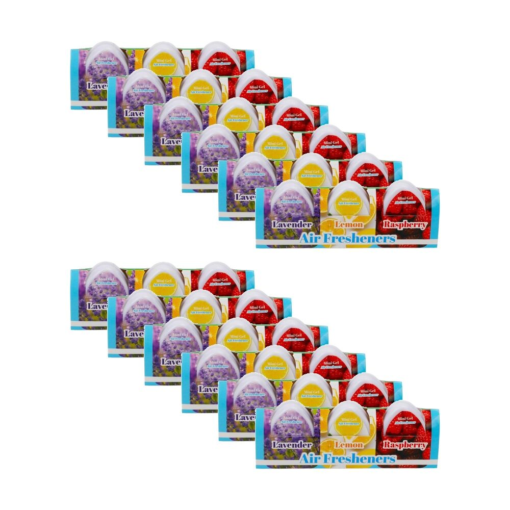 Cleana 12 Pack 3pc Air Freshener Gel Lemon Raspberry 60g