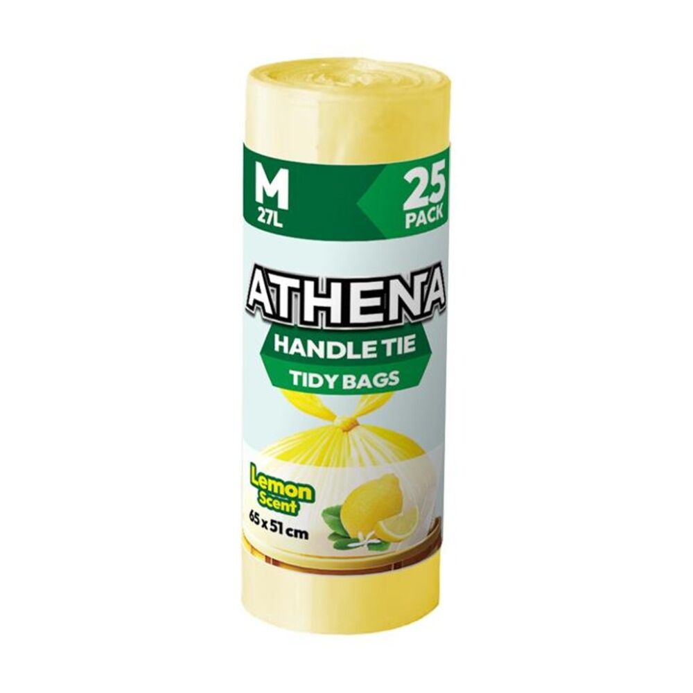 Athena Scented Garbage Tidy Bags w/ Handle Tie 27L 65x51cm Assorted (25 Pack)