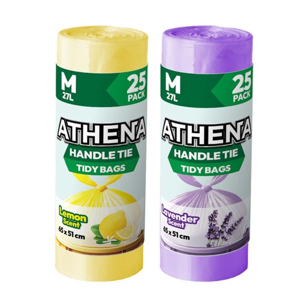 Athena Scented Garbage Tidy Bags w/ Handle Tie 27L 65x51cm Assorted (25 Pack) — image 2