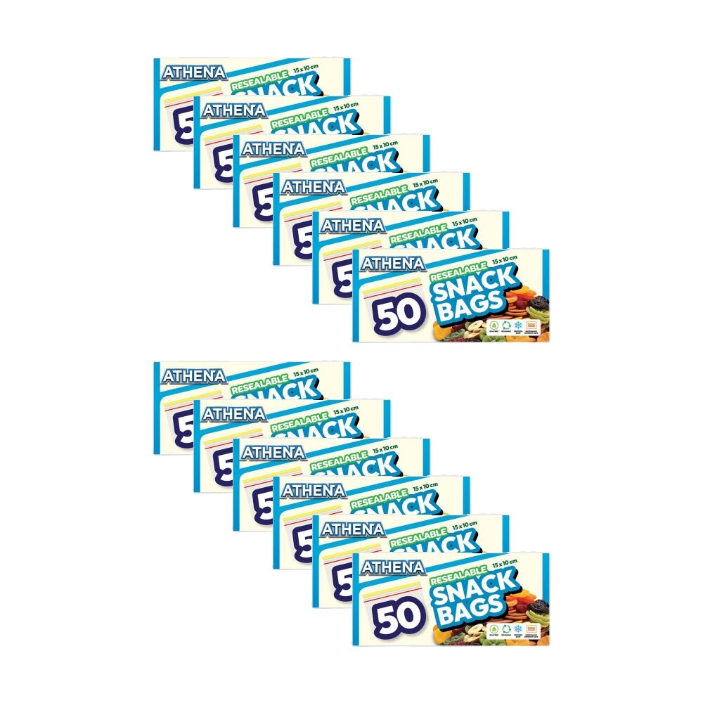 Athena 50PK Athena Resealable Snap Lock Food Storage Snack Bags 15x10cm (12 Pack)