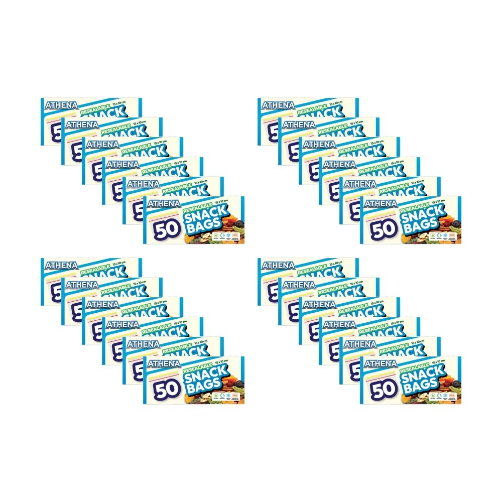 Athena 50PK Athena Resealable Snap Lock Food Storage Snack Bags 15x10cm (24 Pack)