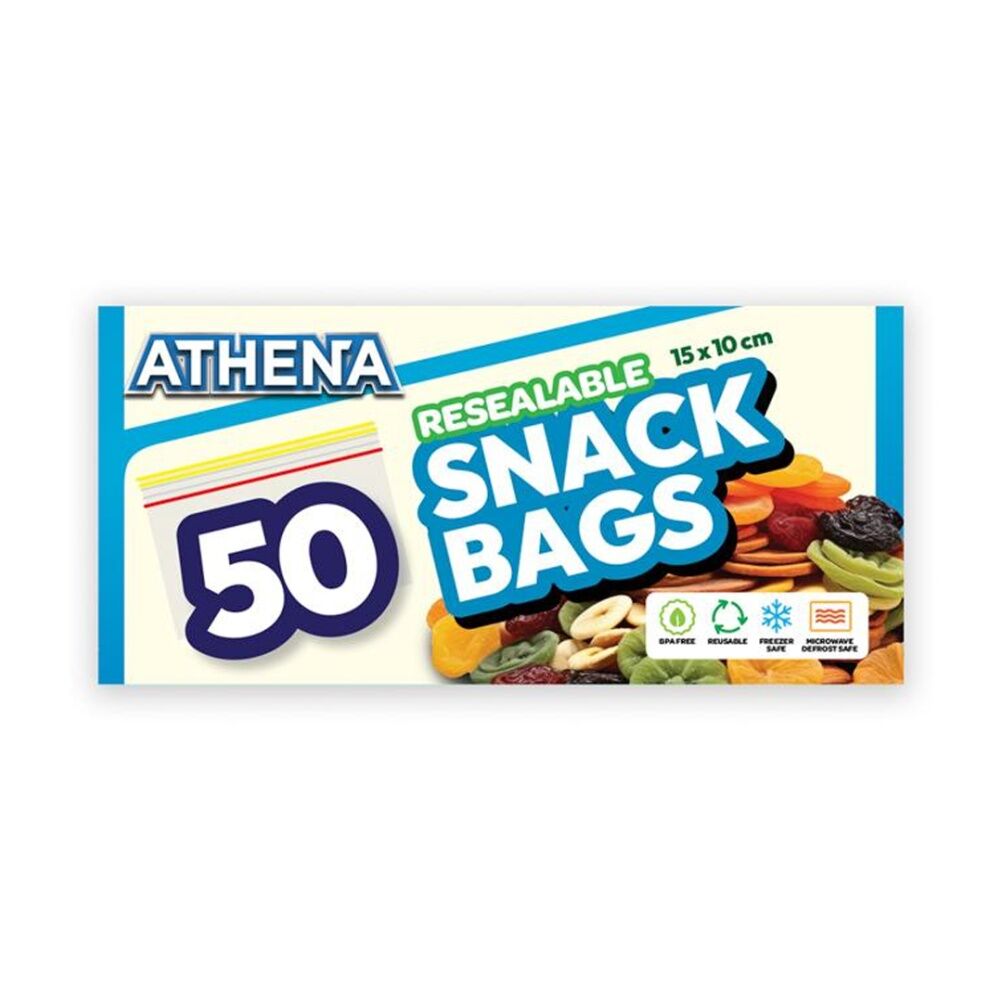 Athena 50PK Athena Resealable Snap Lock Food Storage Snack Bags 15x10cm (24 Pack) — image 2