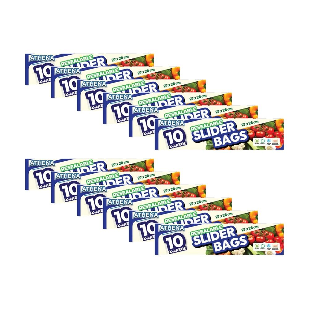 Athena 10PK Athena Resealable Slide Lock Food Storage Slider Bags 27x28cm (12 Pack)