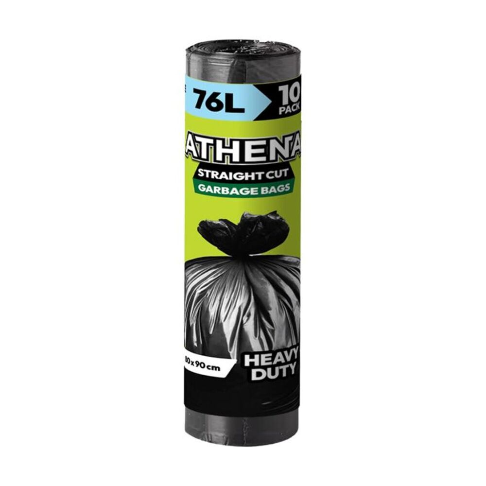 Athena 10PK Athena Straight Cut Heavy Duty Garbage Bags Black 76L 80x90cm (12 Pack) — image 2