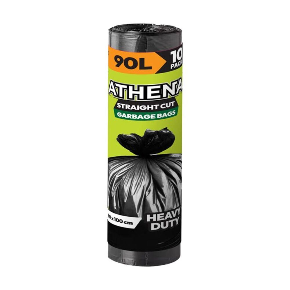 Athena 10PK Athena Straight Cut Heavy Duty Garbage Bags Black 90L 80x100cm (12 Pack) — image 2
