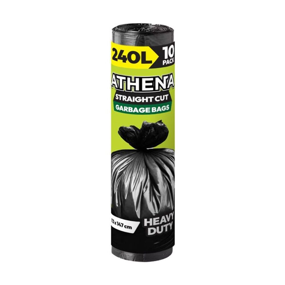 Athena 10PK Athena Straight Cut Heavy Duty Garbage Bags Black 240L 113x147cm (6 Pack) — image 2