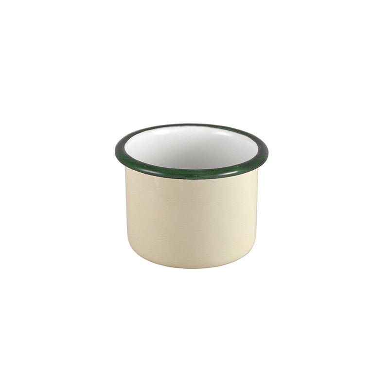 Urban Style Enamelware 5x4cm Ramekin Bowl Sauce Container w/ Green Rim Cottage