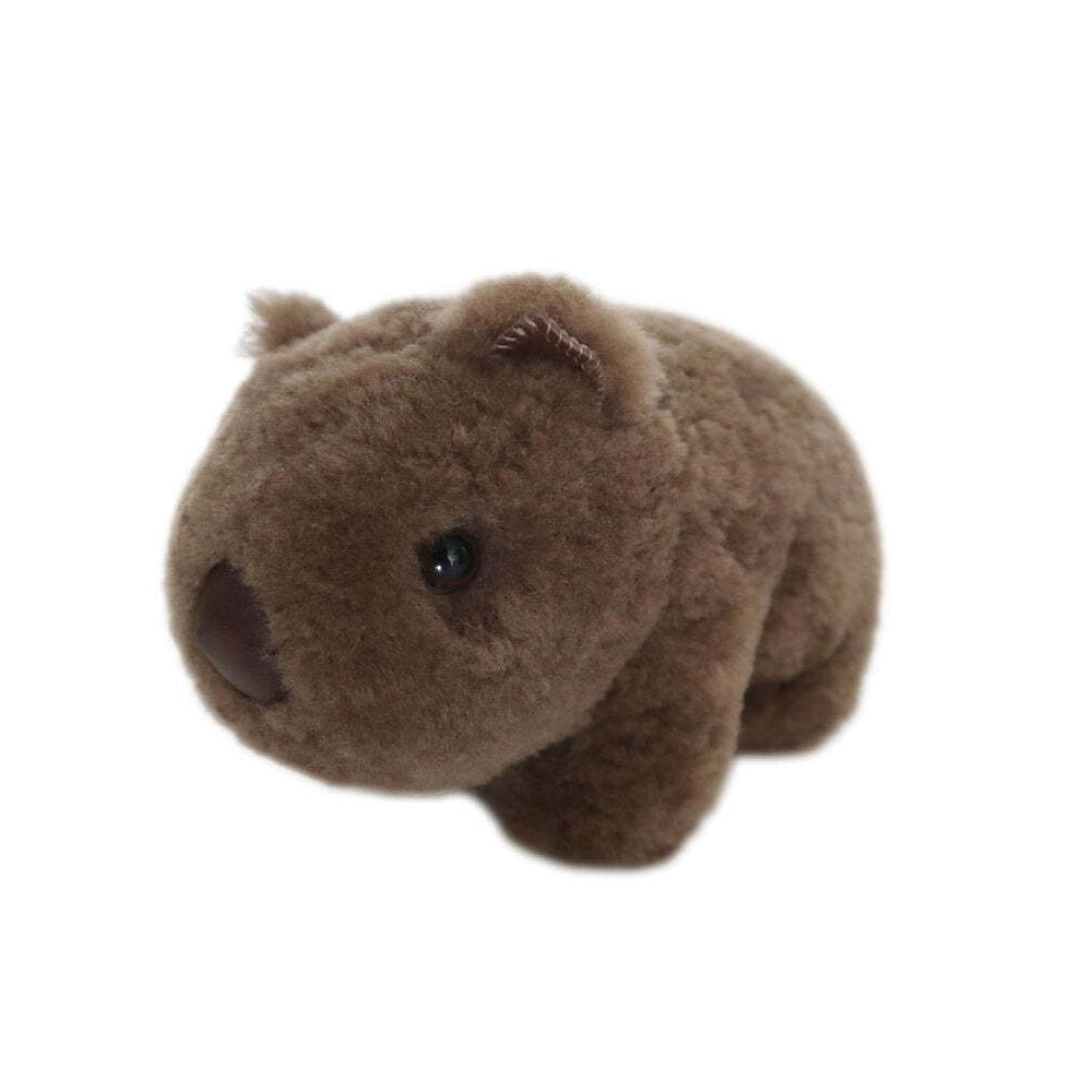 Huxford Grove Shorn Sheepskin Wally Wombat Kids Soft Cuddle Toy 30cm Brown
