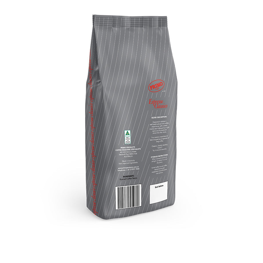 Primo Caffe Espresso Classico 1kg Coffee Beans Medium/Dark Roast Intsy 4 Drink — image 2