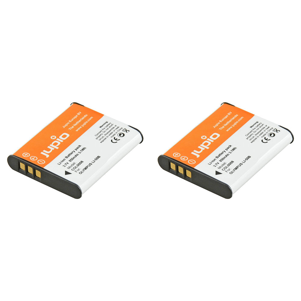 Jupio Li-Ion 3.7V 850mAh Rechargeable Battery For Olympus Li-50B Digi Camera (2 Pack)