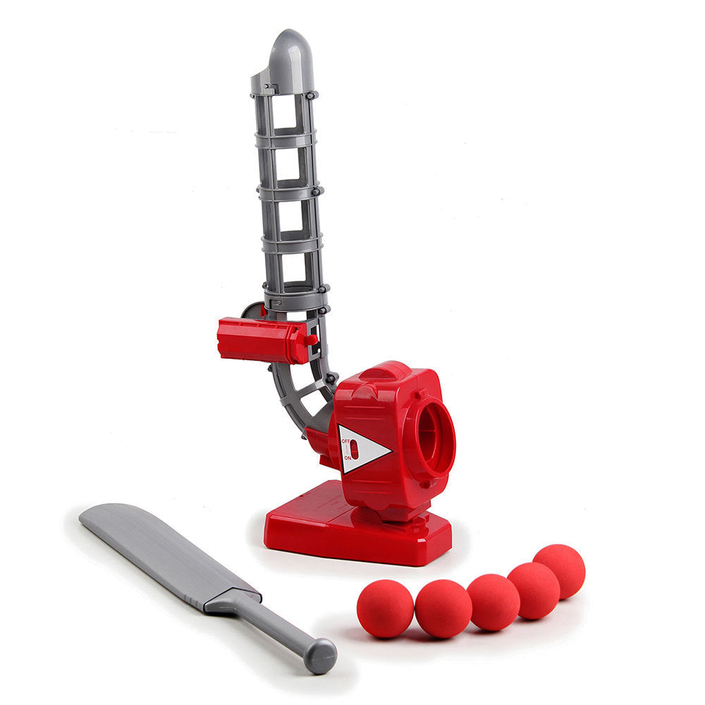 Lenoxx Cricket Ball Pitcher Battery Operated Soft Ball Launcher Toy Kids Outdoors Red Grey Plastic — image 2