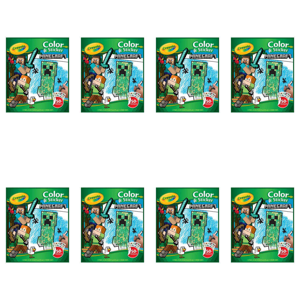 Crayola Colour & Sticker Activity Book Craft Kit Minecraft Kids/Children 3y+ (8 Pack)