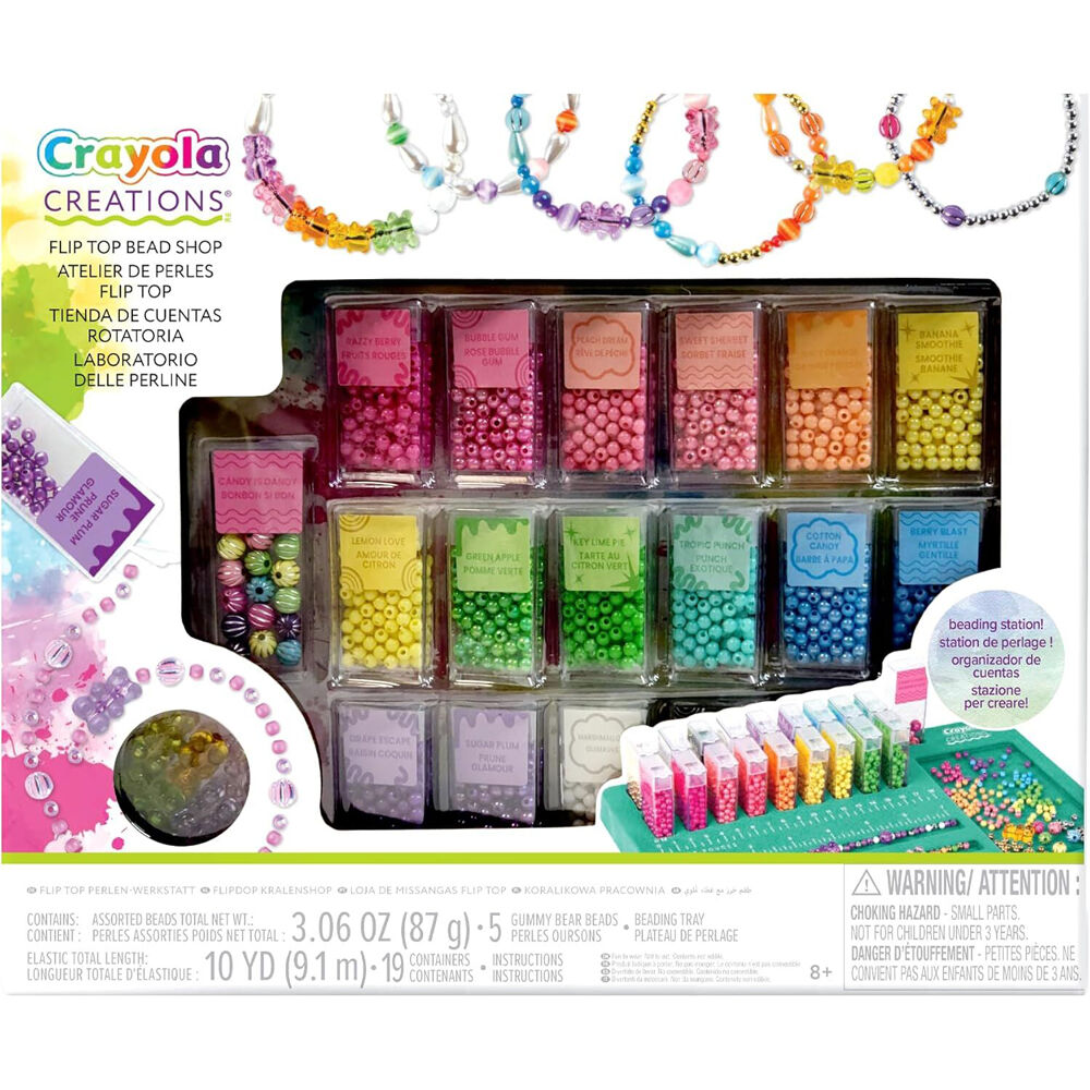 Crayola Creations Flip Top Bead Shop DIY Jewelry Making Craft Kit Kids 8y+