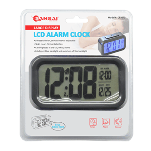Sansai Black Calendar LCD Alarm Clock Date/Temp Digital Display Table/Desk/ Home — image 3