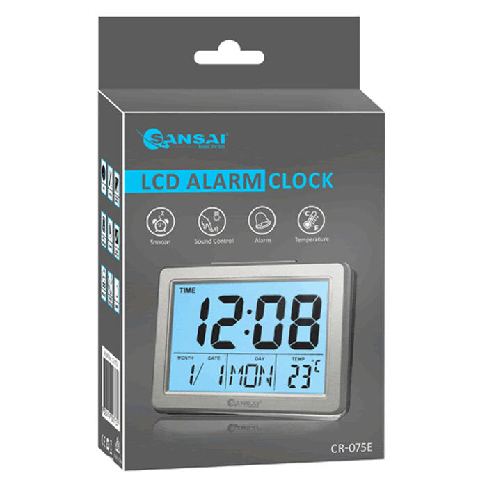 Sansai LCD Digital Alarm Clock Date/Temp Blue Backlight 12/24Hr Assorted 13.8cm — image 2