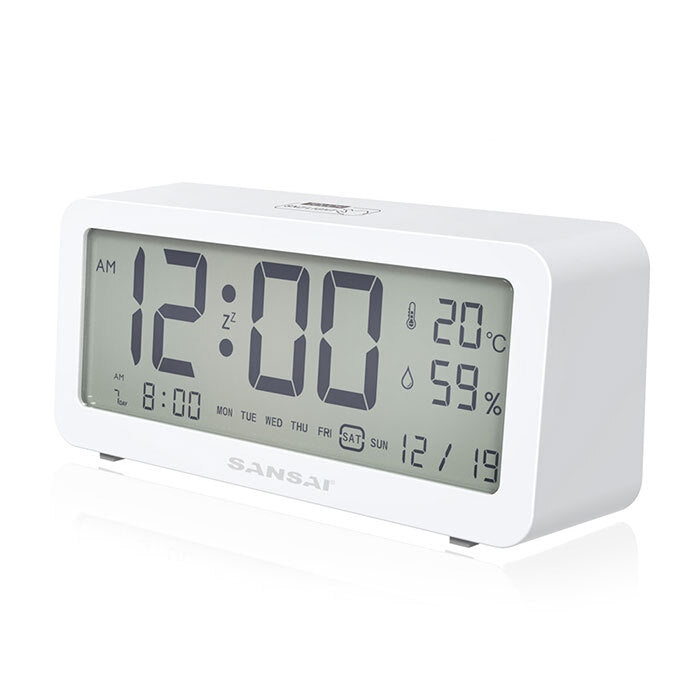 Sansai LED LCD Digital 12/24h Alarm Snooze Clock Date Temperature 5.2 Inch — 5.2"