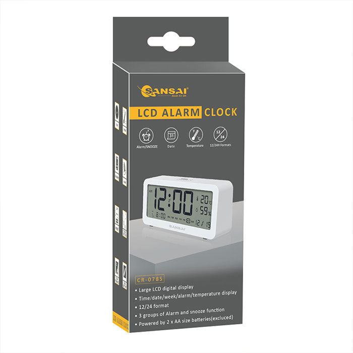 Sansai LED LCD Digital 12/24h Alarm Snooze Clock Date Temperature 5.2 Inch — image 5