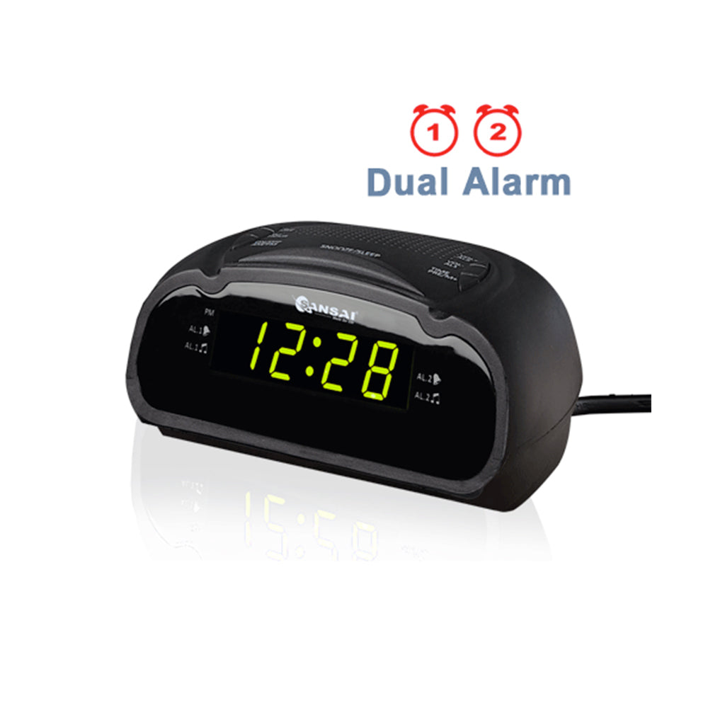 Sansai LED AM/FM Dual Alarm Clock Radio w/ Battery Back Up/Snooze Function Black — image 2