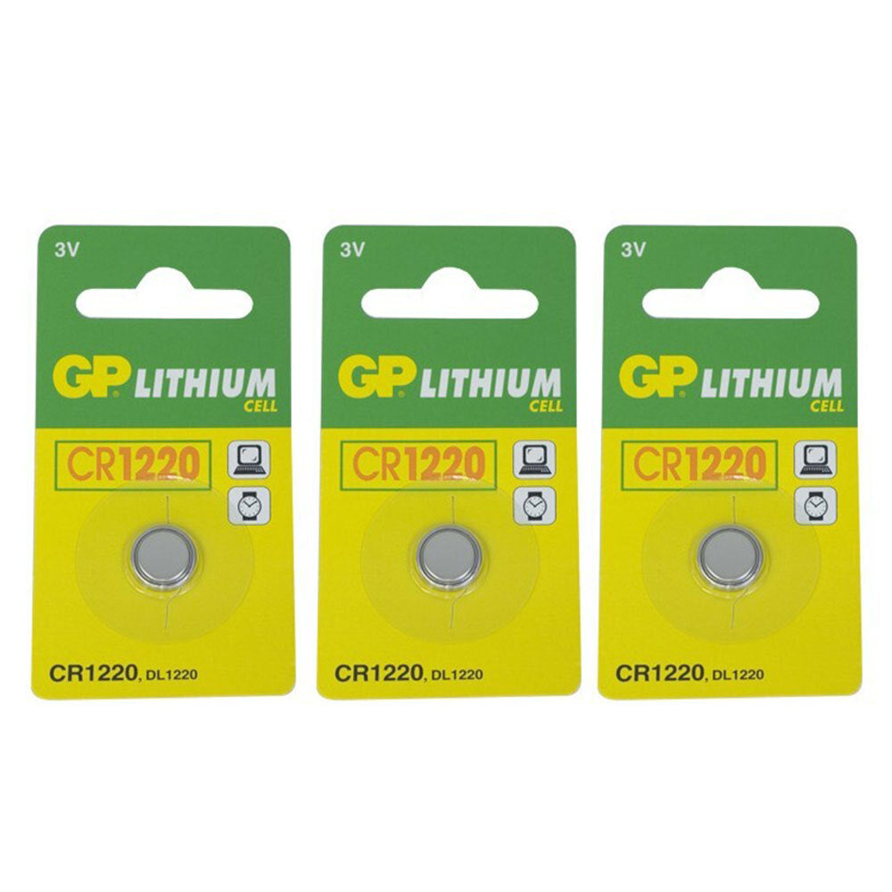 GP 35MAH 3V DL1220/CR1220 Lithium Battery Button Cell/Coin f/ Small Devices (3 Pieces)