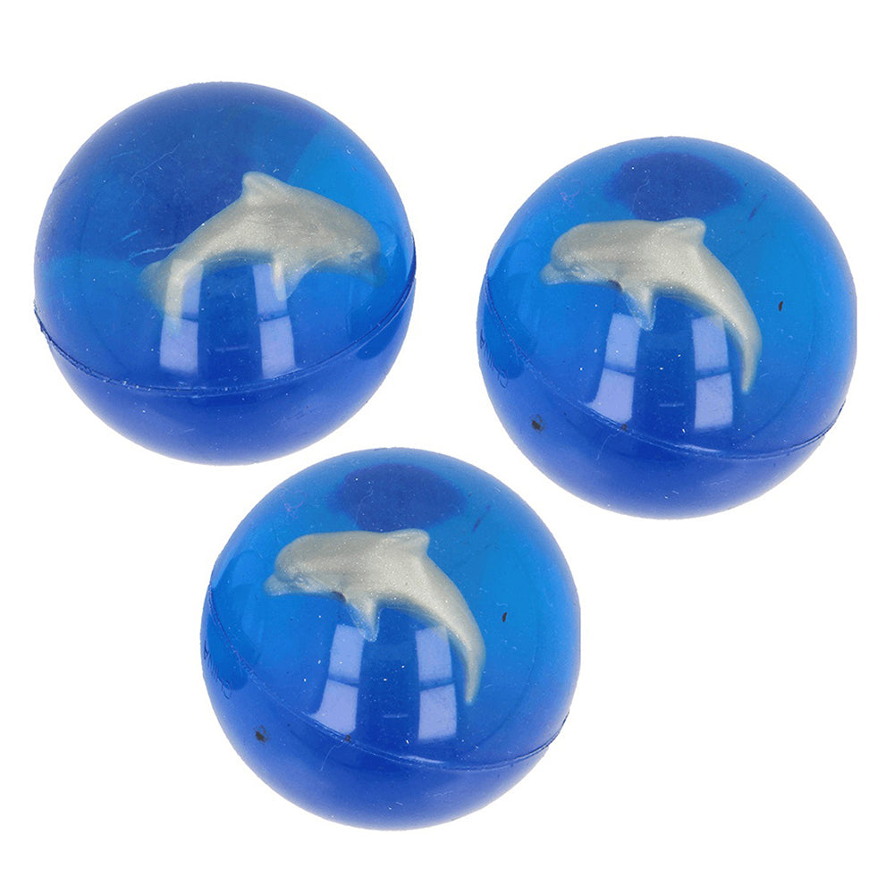 Fumfings Novelty Dolphin Jetball 5cm Bouncy Ball Animal Toys Kids/Child 3y+ (3 Pack)