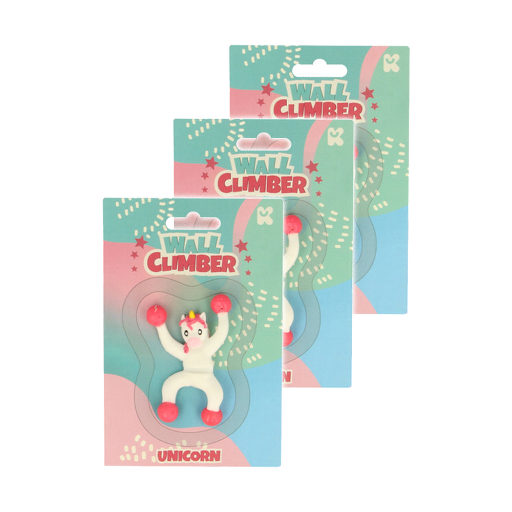 Fumfings Novelty Unicorn Wall Climber Rubber 15cm Brown Kids/Child Toys 3y+ (3 Pack)