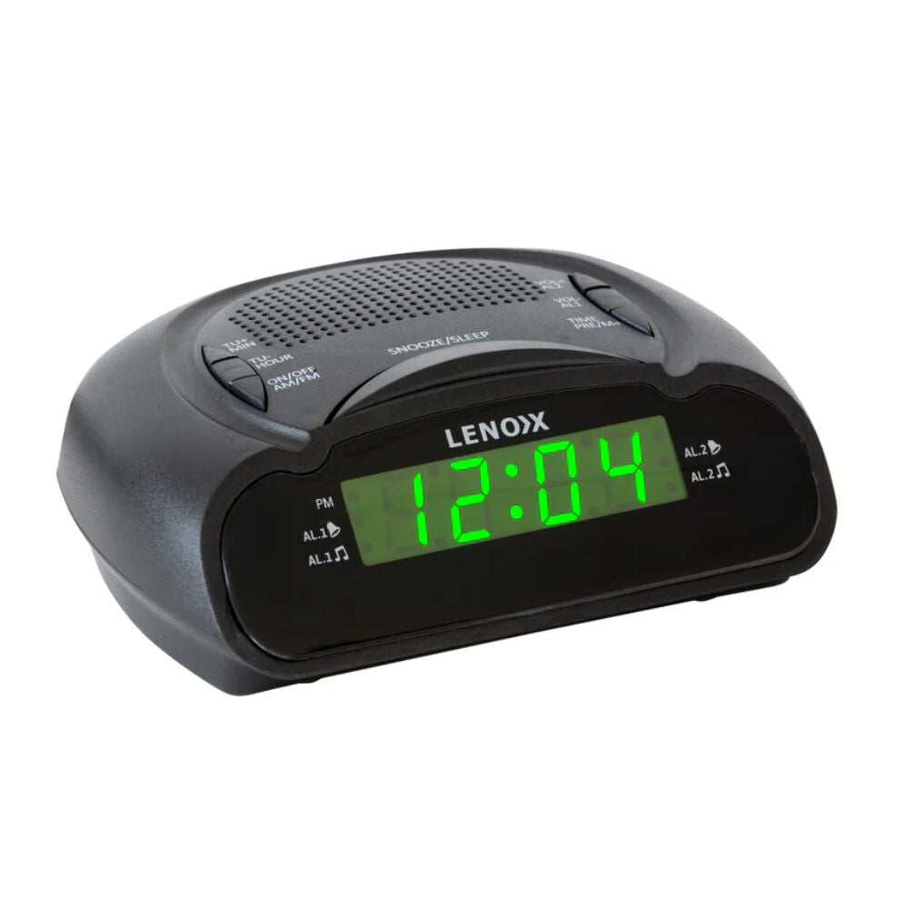 Lenoxx AM/FM Station Radio Digital LED Dual Alarm Clock Sounds Snooze/Sleep BLK — image 2