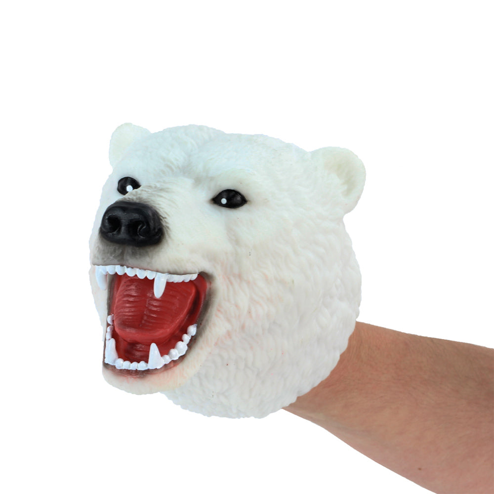 Fumfings 12cm Silicone Polar Bear Head Animal Hand Glove Puppet Kids Fun Toy 3y+