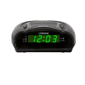 Lenoxx AM/FM Station Radio Digital LED Dual Alarm Clock Sounds Snooze/Sleep BLK
