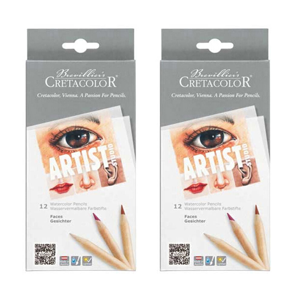 Cretacolor 12pc Cretacolor Artist Studio Drawing Art Faces Pencil Set Watercolour (2 Pack)