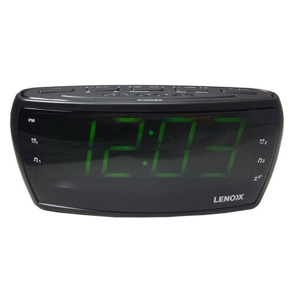 Lenoxx Am/Fm Alarm Clock Radio 1.8Inc Big Large Green Numbers Led Display /Snooze/Sleep — image 3