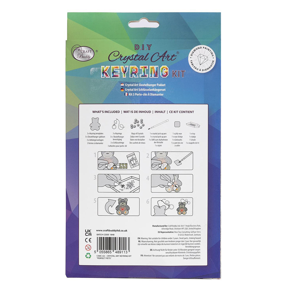 Craft Buddy Perfect Pets Keyring Diamond/Crystal Art Kit Kids/Family 8y+ (3 Pieces) — image 2
