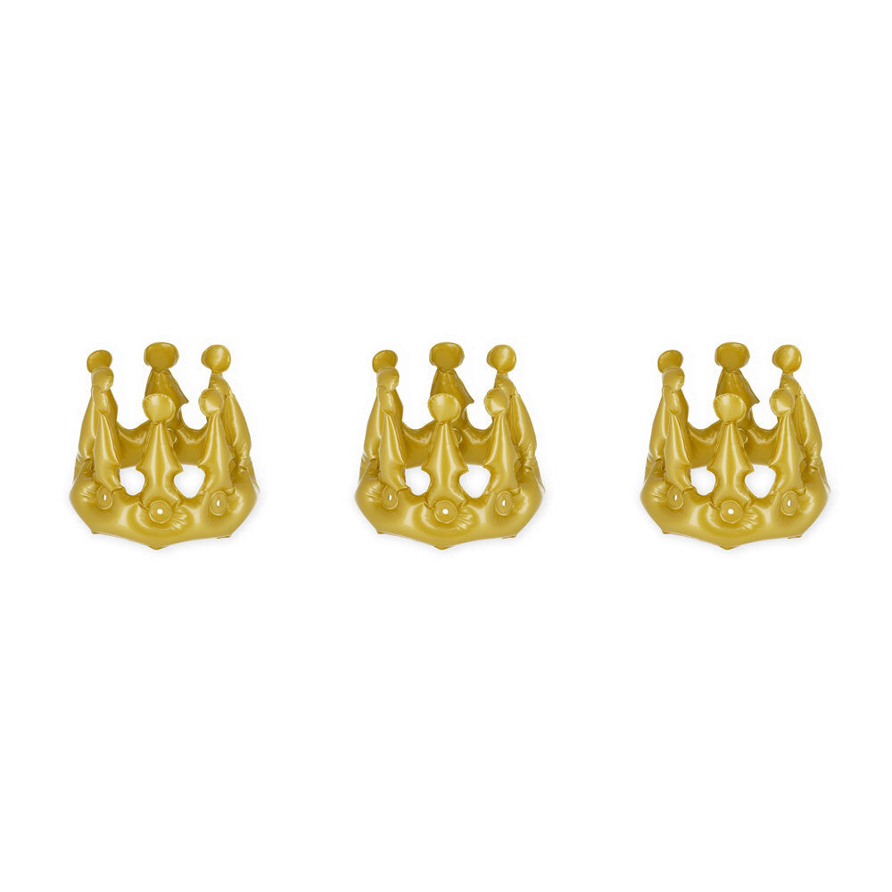 Legami Inflatable Prince Crown Balloon Hat Kids Birthday/Party Decor Gold (3 Pack)