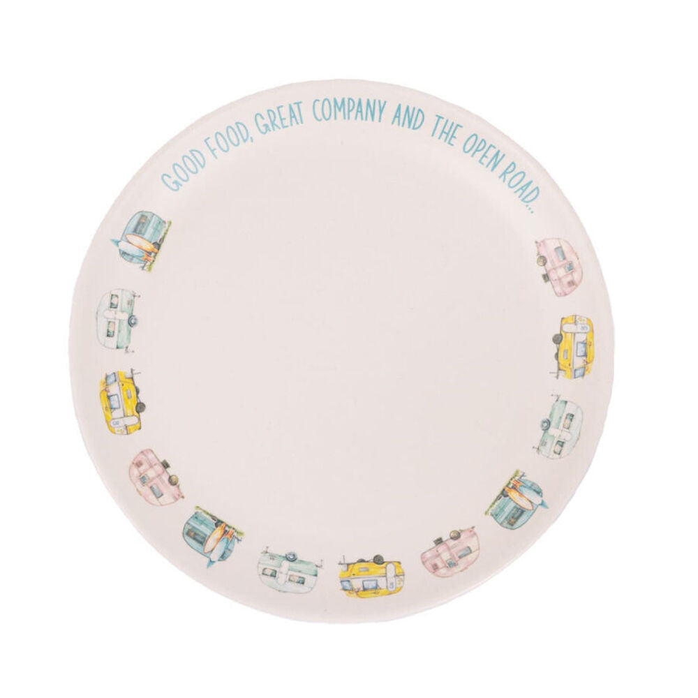 Splosh Caravan Bamboo Melamine Dinner Plate 25cm Round Camping Dish White (4 Pack) — image 2