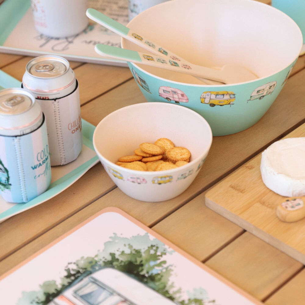 Splosh Round Camping Bowl White Caravan Bamboo Melamine Soup 15cm — image 5