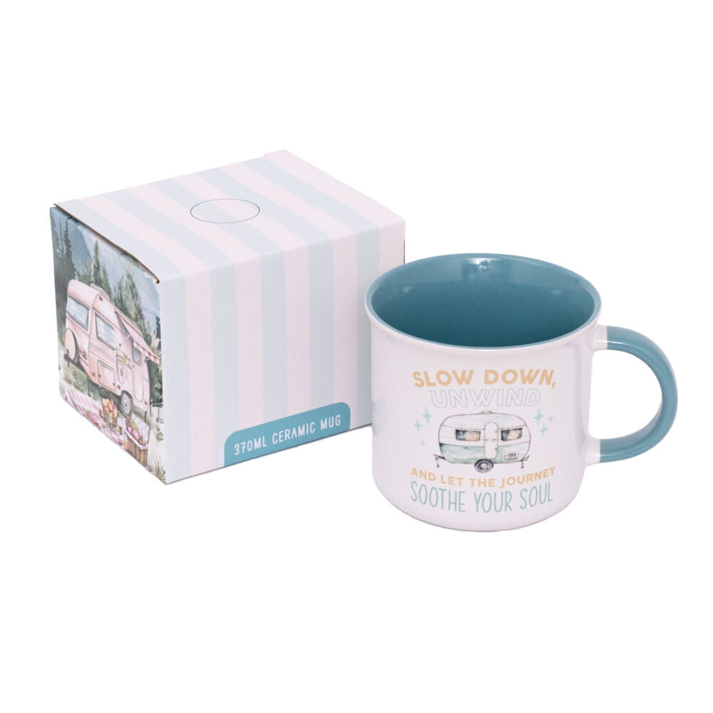 Splosh 390ml/10cm Camping Cup White Caravan Slow Down Ceramic Coffee Mug — image 2