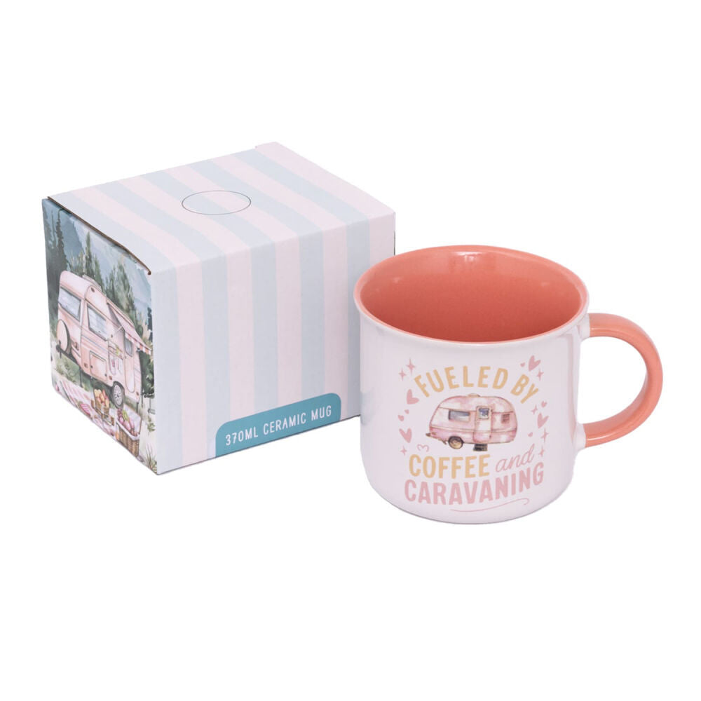 Splosh 390ml/10cm Camping Cup Pink Caravan Fuelled By Ceramic Coffee Mug — image 2