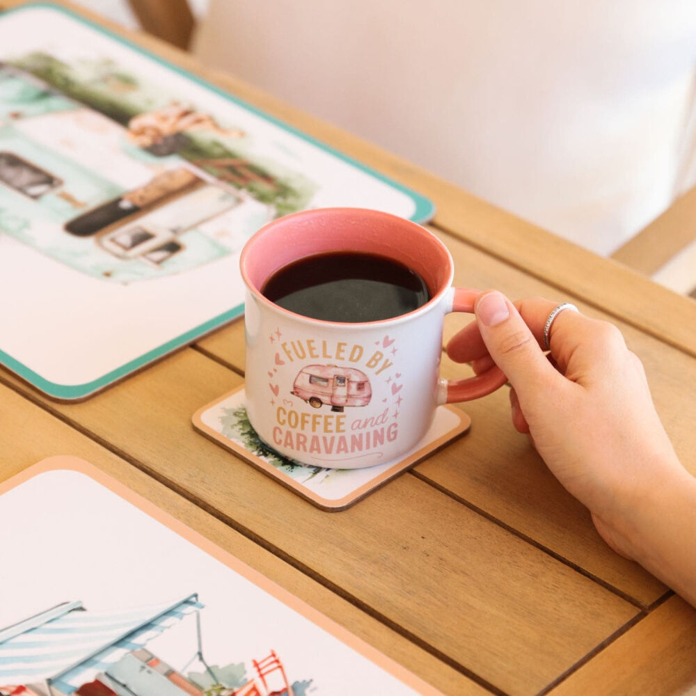 Splosh 390ml/10cm Camping Cup Pink Caravan Fuelled By Ceramic Coffee Mug — image 3