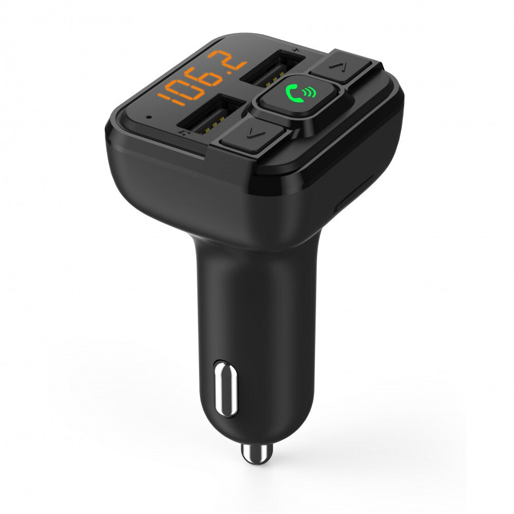 Laser 12V Car Charger Bluetooth to FM Transmitter w /Handsfree Calling/USB Black
