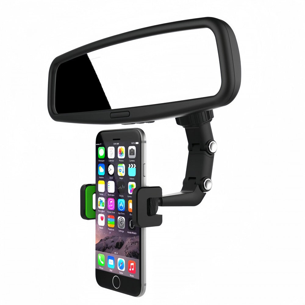 Laser Adjustable Car/Truck Phone Holder Rear Vision Mirror Mount Storage Black — image 5