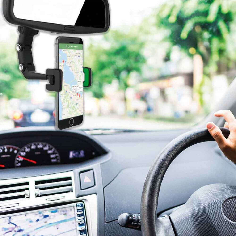 Laser Car/Truck Phone Holder Rear Vision Mirror Mount - Black (2 Pack)