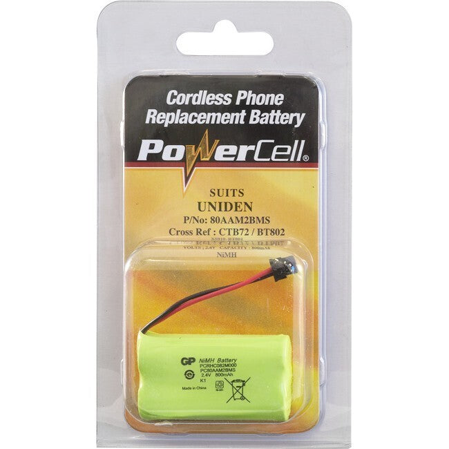 Powercell Power Cell CTB72 2.4V 800mAh NiMH MS Type Cordless Phone Battery for Uniden