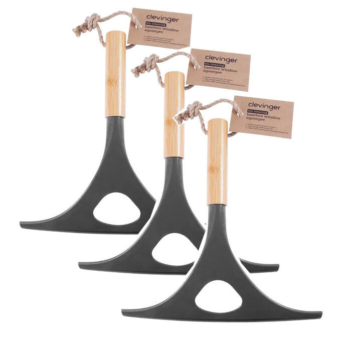 Clevinger 24cm Eco Cleaning Bamboo Handheld Window/Mirror Squeegee/Cleaner (3 Pack)