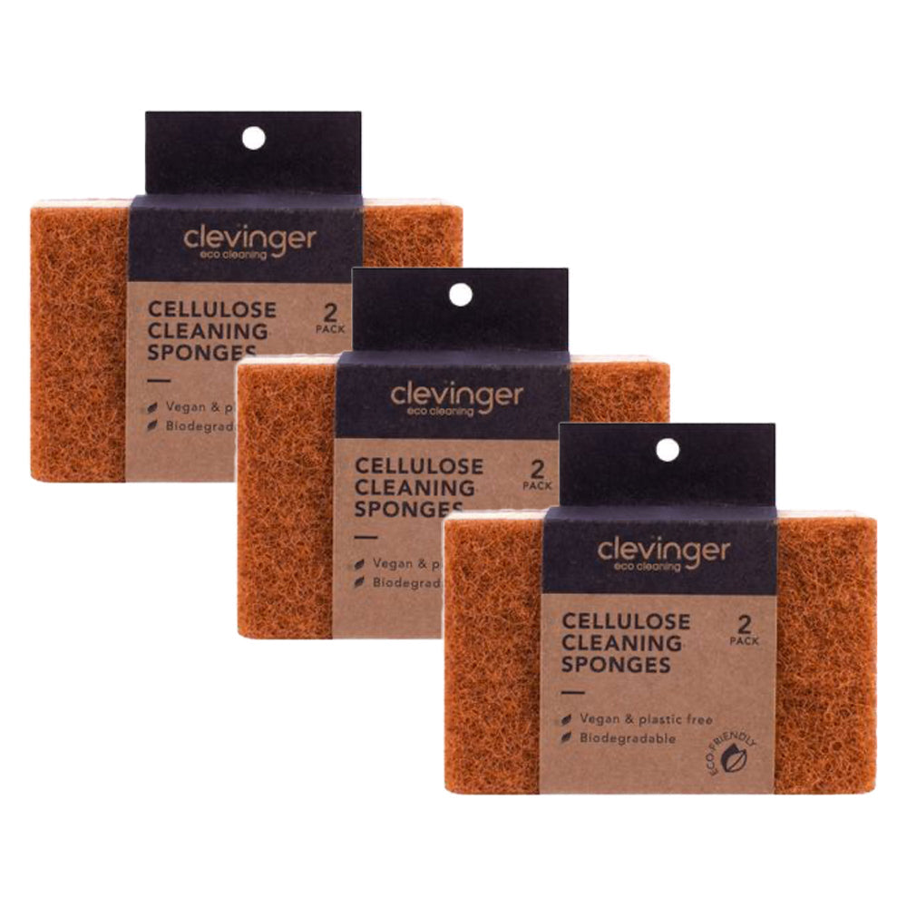 Clevinger Cellulose Biodegradable Household Cleaning Sponges 7x11.2cm (6 Pieces)