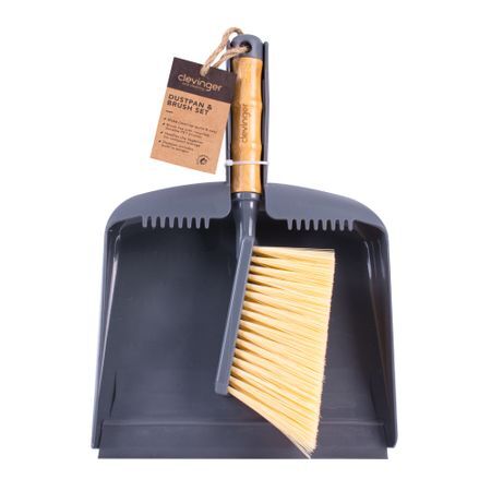 Clevinger Cleaning Household Dustpan And Bamboo Handle Brush Set 33x23x7cm (2 Pack)