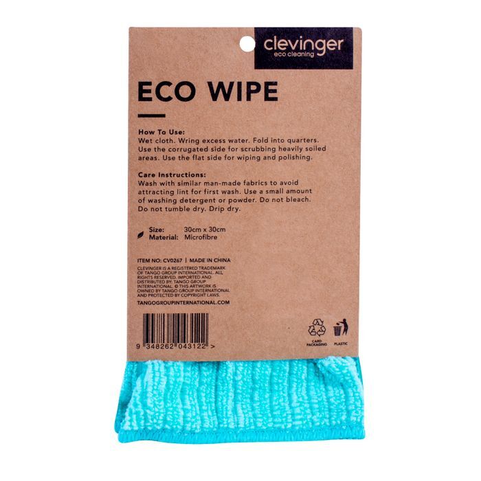 Clevinger Eco Wipe General Use Microfibre Cleaning Wipe 30x30cm Assorted (3 Pack) — image 3