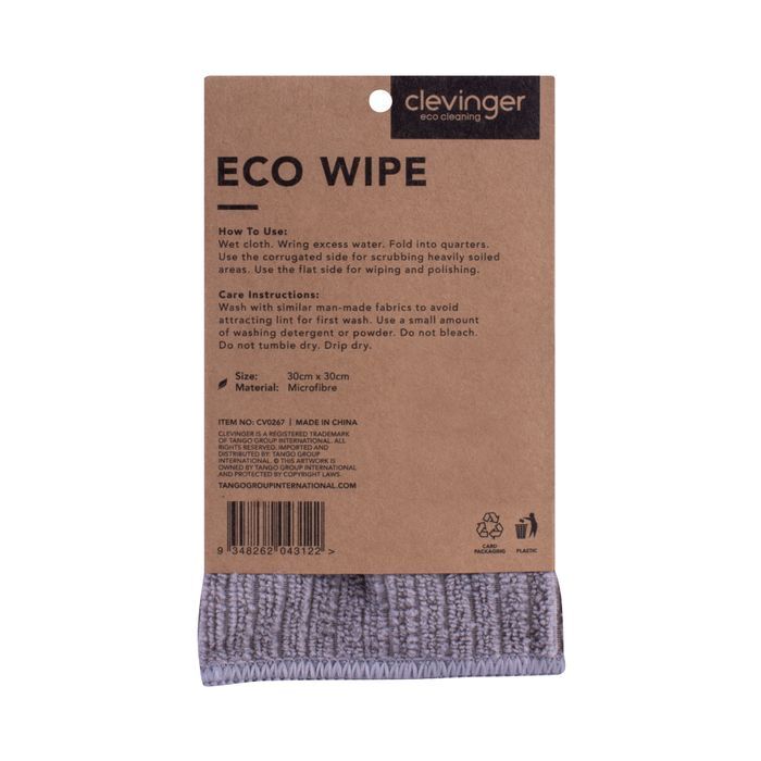 Clevinger Eco Wipe General Use Microfibre Cleaning Wipe 30x30cm Assorted (3 Pack) — image 5