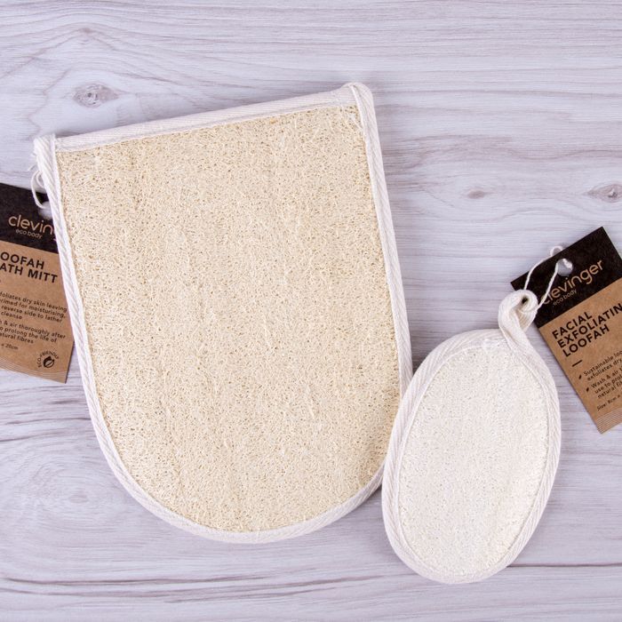 Clevinger Eco Loofah Exfoliating Bath/Shower Scrubbing Mitt/Glove 15x20cm (2 Pack) — image 3