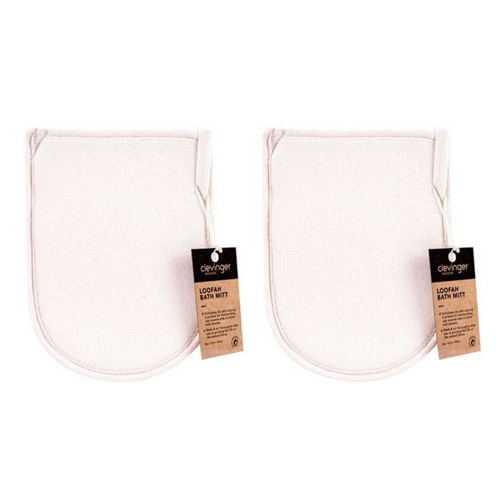 Clevinger Eco Loofah Exfoliating Bath/Shower Scrubbing Mitt/Glove 15x20cm (2 Pack)