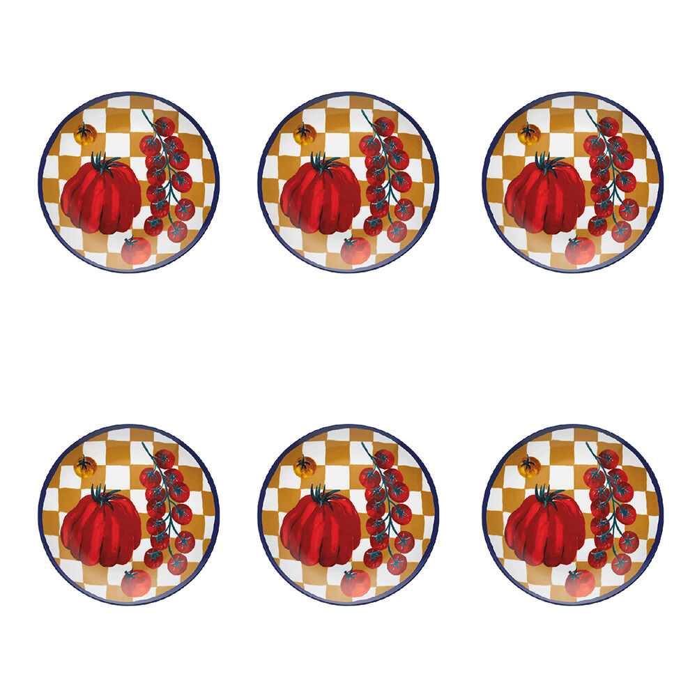 Porto Valentina Porcelain Round Side Plate/Dish Tableware Tomato Medley 20cm (6 Pack)