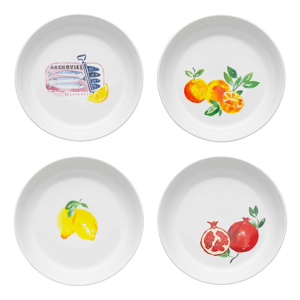 Porto Porcelain Positano Round Dinner Bowls 21.5cm Assorted Designs (4 Pieces)